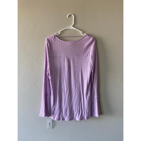 Style & Co "Spring Awakens" Lavender Purple V Neck Long Bell Sleeved Top - Picture 4 of 4